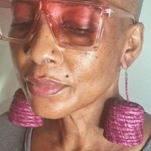 Burgundy Woven Raffia Statement Earrings